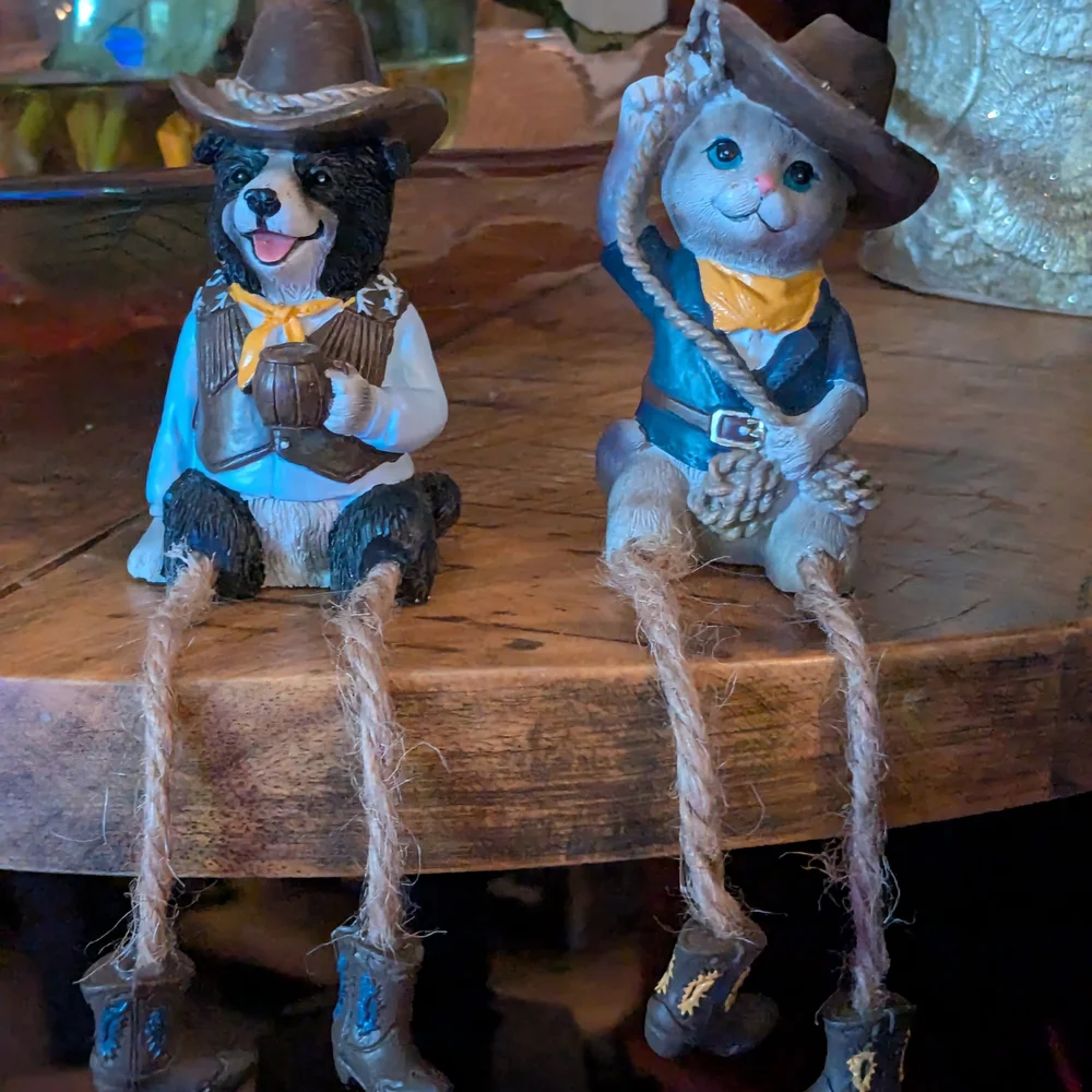Cowboy Dog and Cat Figurine Set